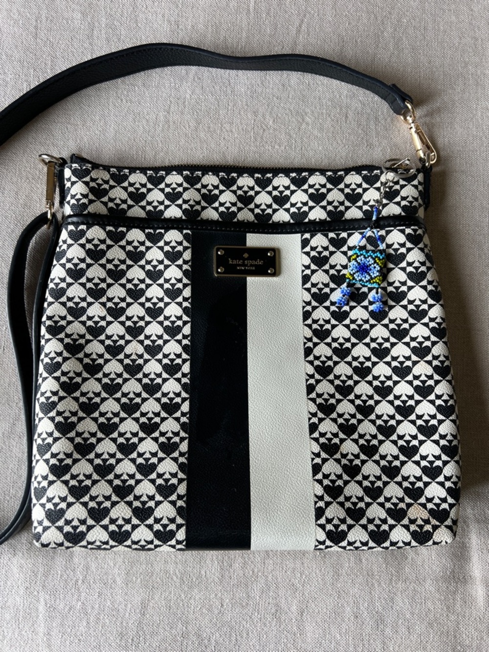 kate spade Black and White Geometric Stripe Crossbody Bag